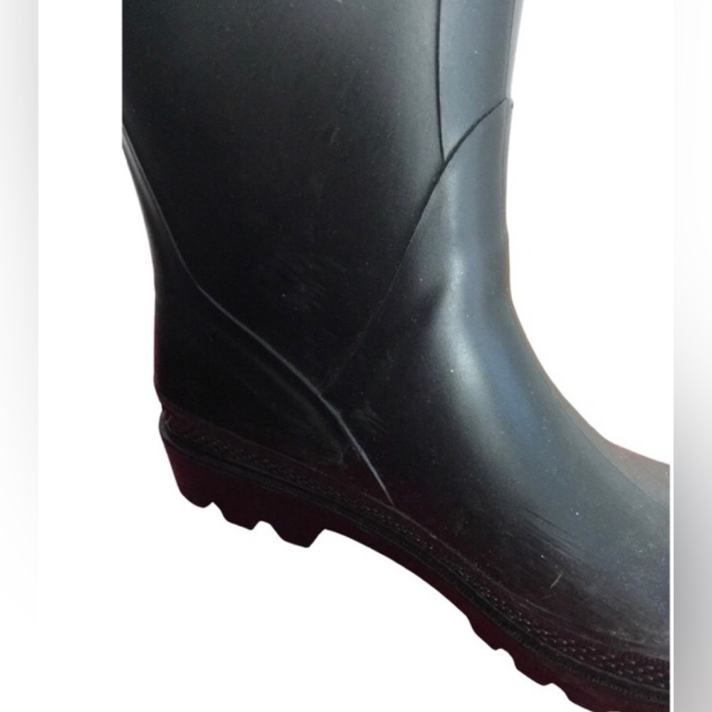 *SOLD* BURBERRY Knit Top Nova Check Black Rubber Knee Boots, SZ 40. - Picture 8 of 8
